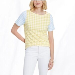 NWT, Charter Club, Yellow Checkered Boat Tee